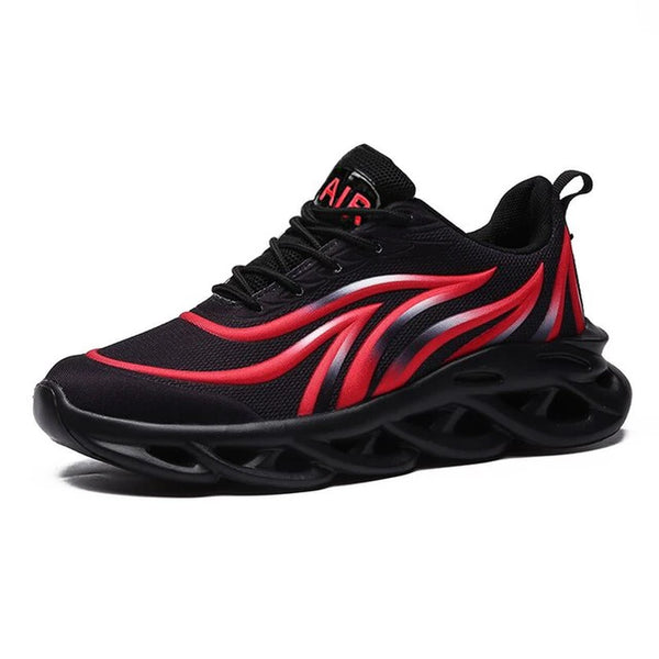 Fashion Running Shoes Men Flame Printed Sneakers Knit Athletic Sports Blade Cushioning Jogging Trainers Lightweight