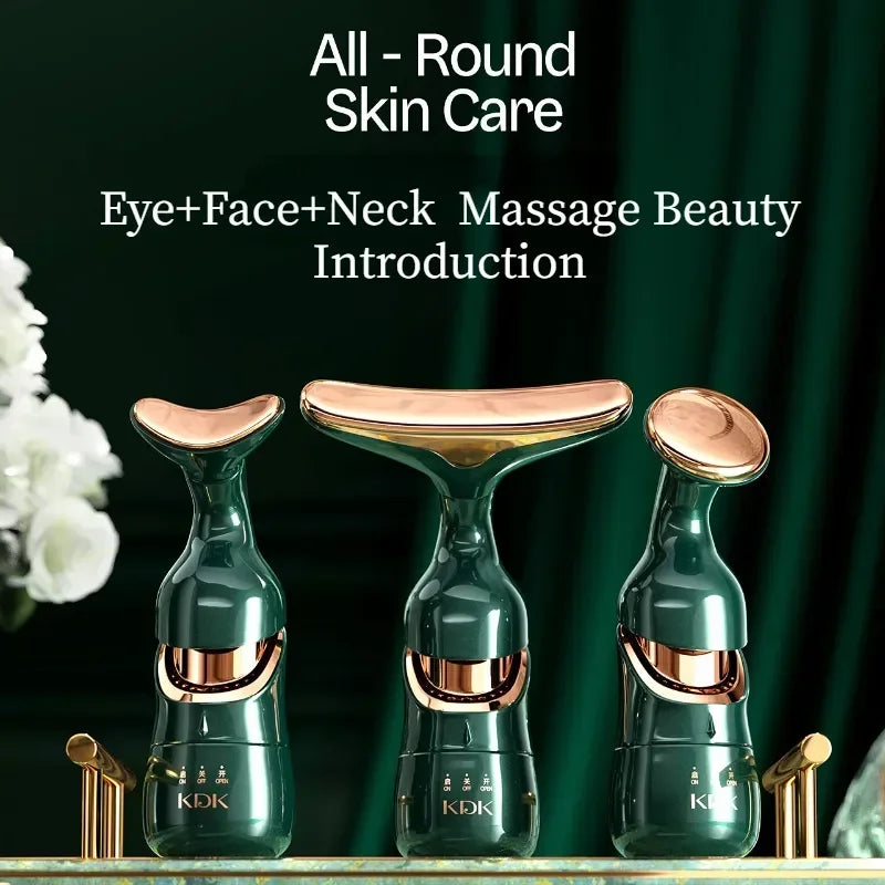 Advanced 3-in-1 Facial Lifting Device: Neck, Facial, and Eye Massage, EMS Beauty, Skin Tightening, Wrinkle Reduction, Anti-Aging, Face Massager