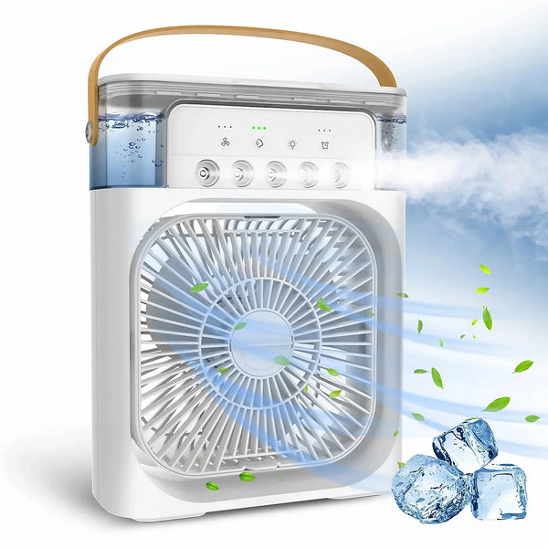 3 in 1 Portable Fan Air Conditioner USB Electric Fan LED Night Light Water Mist Fun 3 in 1 Air Humidifier for Home
