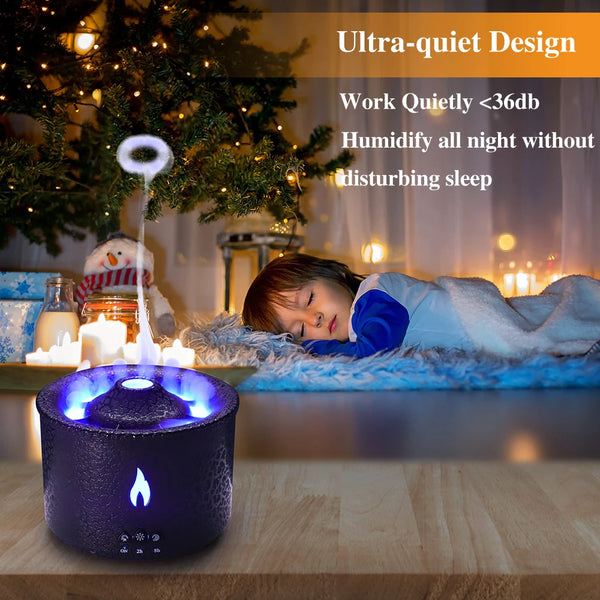 Volcano Fire Flame Air Humidifier Aroma Diffuser Essential Oil with Remote Control 